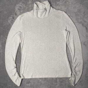 Banana Republic Top Women's M Gray Soft Luxe Ruched Quiet Luxury Turtleneck